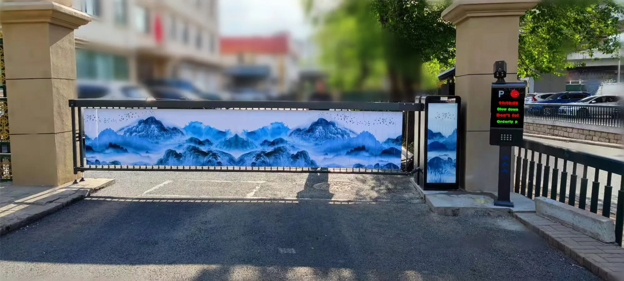 advertising automatic barrier gate, Boom Barrier Gate with advertising arm rod and LED light cabinet box