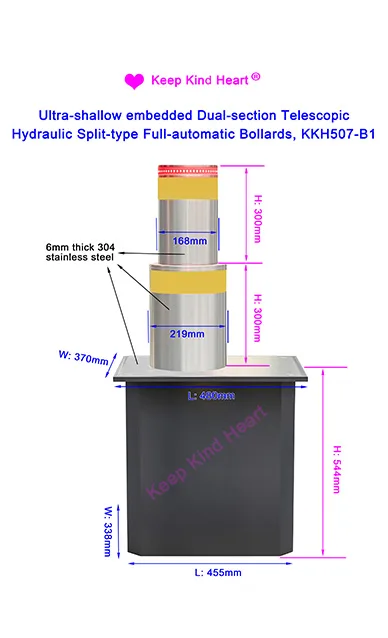 Ultra-shallow Embedded Dual-section Telescopic Hydraulic Split-type Full-Automatic Bollard, KKH507-B1